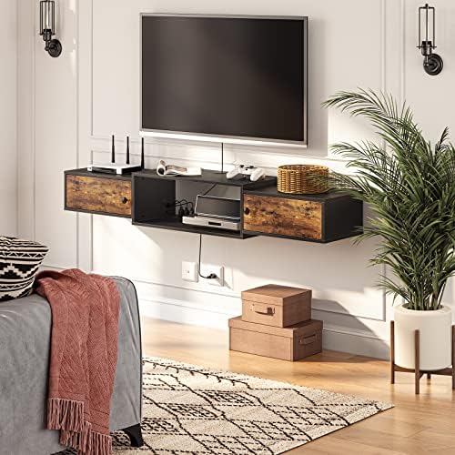 HOOBRO 55 Floating TV Stand with Power Outlets
