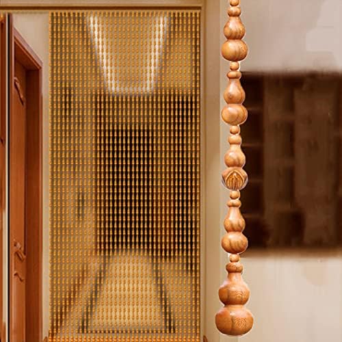 Wood Beaded Door Curtain with 25 Strands 85x155cm