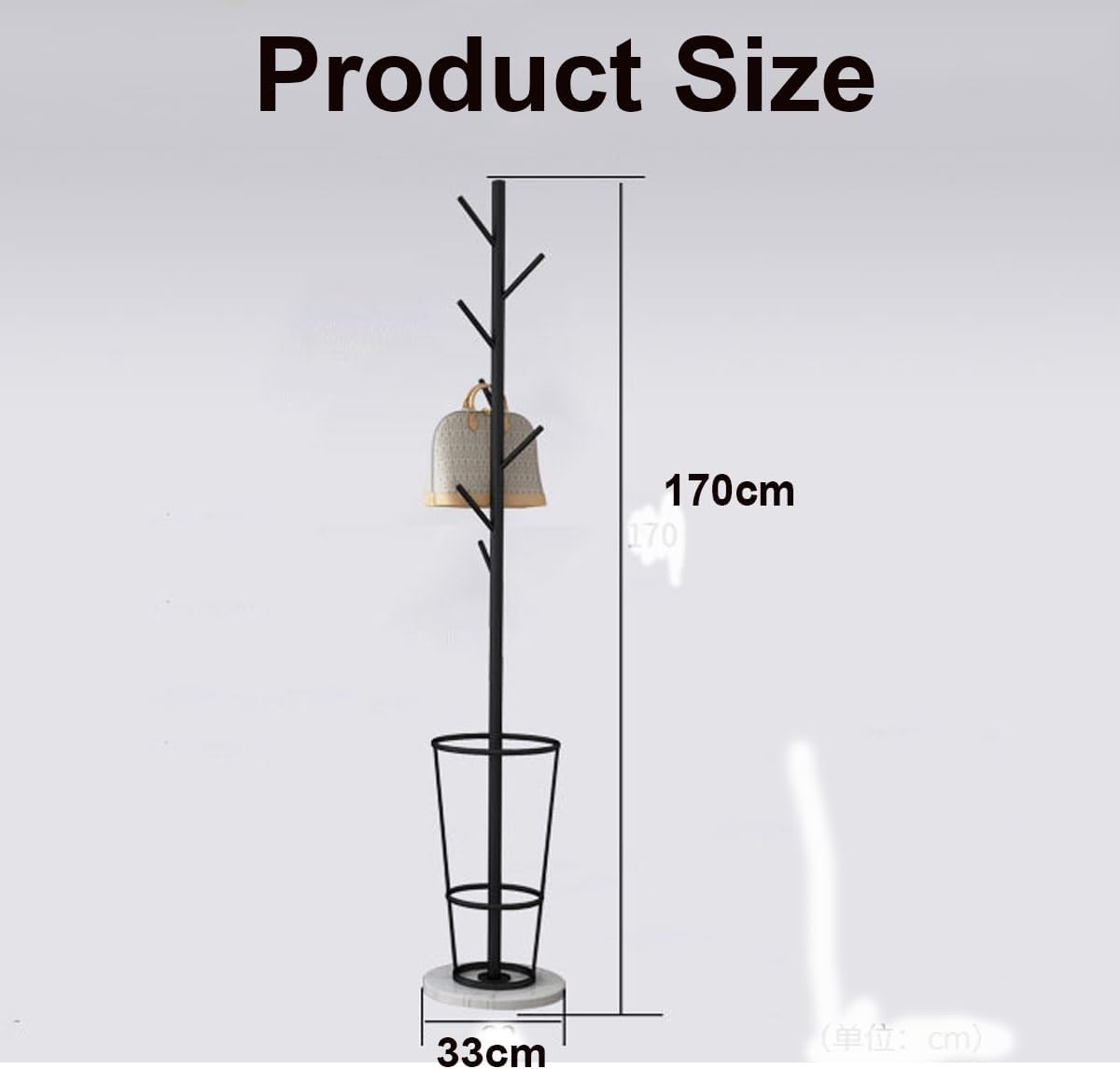 Coat Rack with Umbrella Holder Gold and White