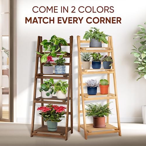 IDZO 4 Tier Wooden Ladder Shelf Storage Unit