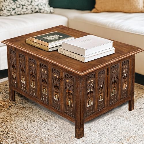 COTTON CRAFT Solid Wood Coffee Table with Foldable Legs