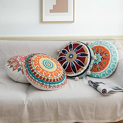 vctops Boho Embroidered Throw Pillow 18 Inch