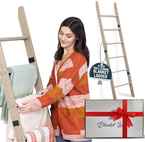 Blanket Ladder 5ft 8in 6-Tier Smokey Oak Rustic Decor