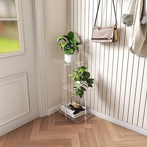 Eglaf Acrylic 3 Tier Side Table - Clear Nightstand for Bedroom Living Room Entryway