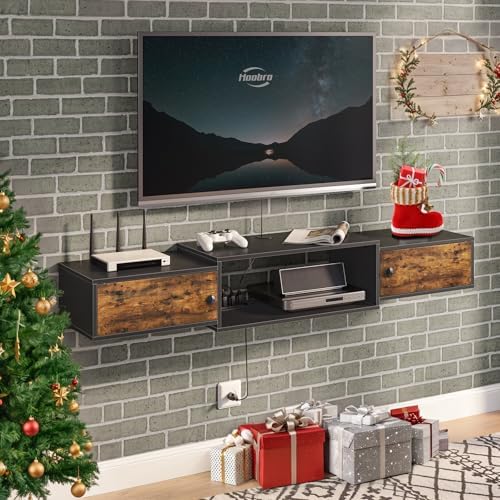 HOOBRO 55 Floating TV Stand with Power Outlets