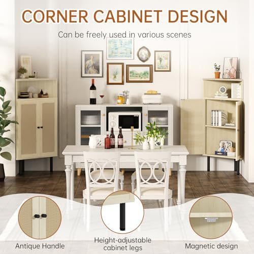 AWQM 4-Tier Corner Cabinet with Shelves and Doors