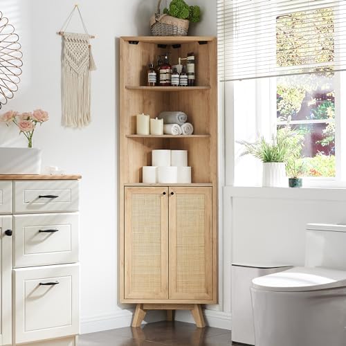 OKD Natural Rattan Corner Cabinet 68 Tall