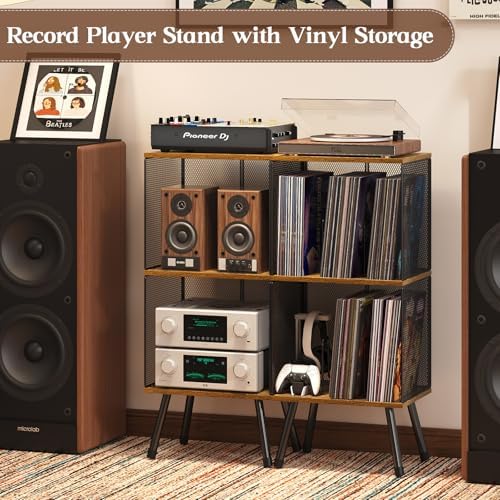 X-cosrack 3-Tier Record Player Stand with Storage
