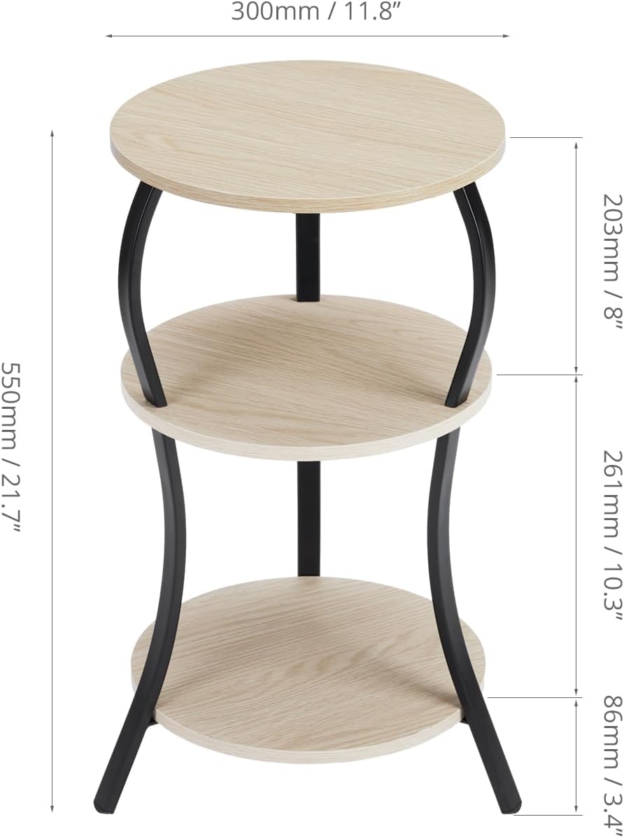 YEAKOO Vintage 3-Tier Round Side Table with Storage