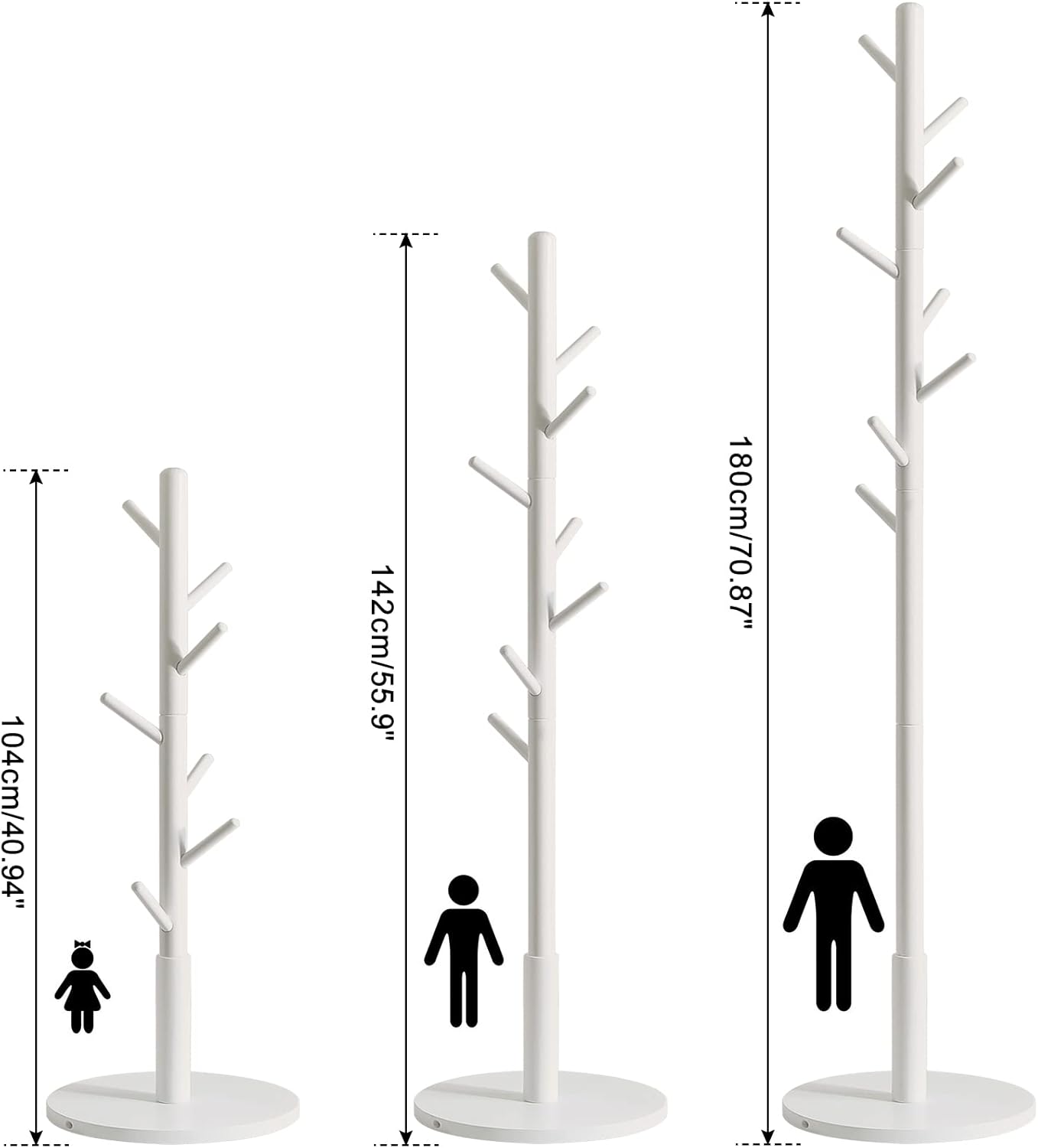 IBUYKE Coat Rack Stand with 8 Hooks and Solid Base