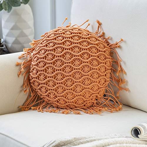 Phantoscope Cotton Boho Throw Pillow with Tassel