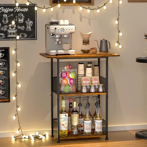 Mini 3-Tier Coffee Bar Shelf with Corner Design