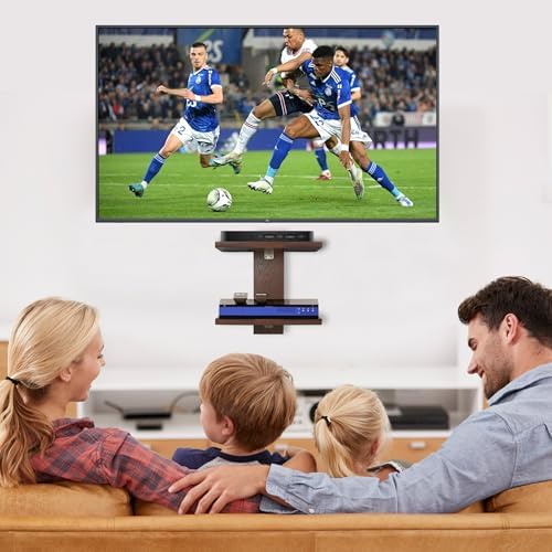 Floating Projector Wall Mount TV Shelf 2 Tiers Walnut