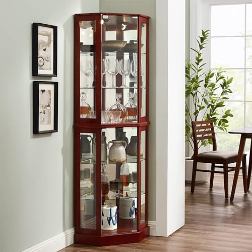 Corner Storage Display Cabinet with 6 Shelves and Lights