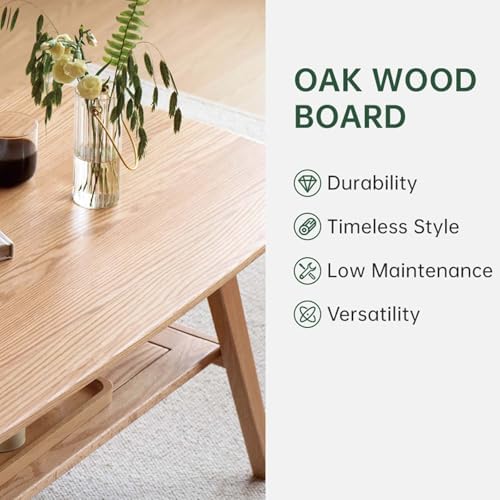 Wayshome Solid Oak Coffee Table 2-Tier Storage
