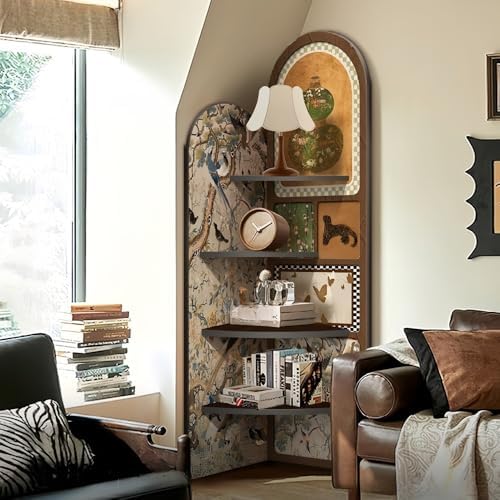 4-Tier Corner Shelf with Decorative Painting
