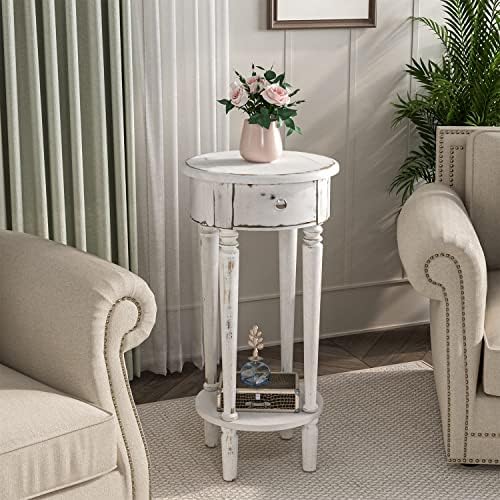 COSIEST Tall End Table with Drawer and Shelf