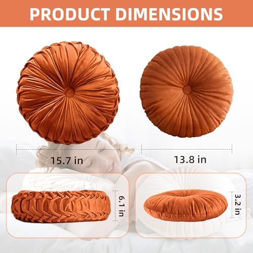 Teieas 2 Pcs Round Velvet Throw Pillows Blush