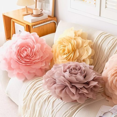 FZETVN Rose Throw Pillow 18 Two-Sided Decorative Pillow for Sofa and Bed