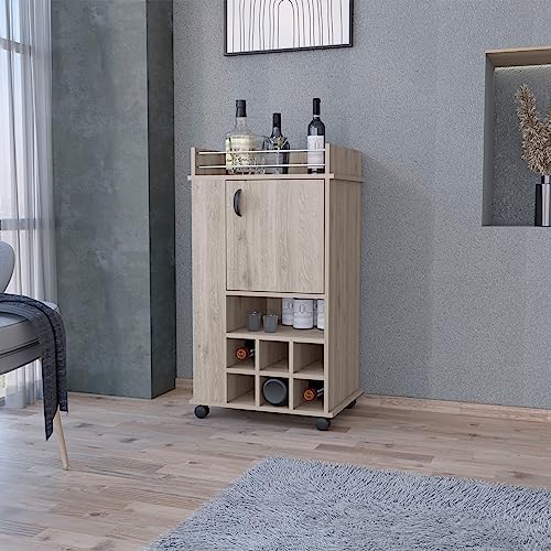Strawberry Fairy 1-Door Bar Cart Light Gray