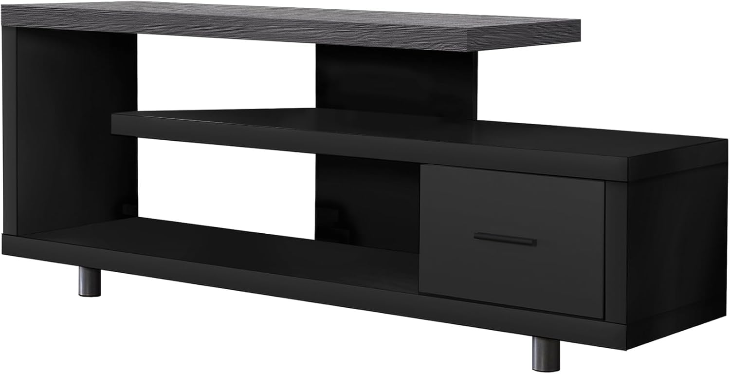 Spacious and Stylish 60 Inch TV Stand Black Grey Laminate
