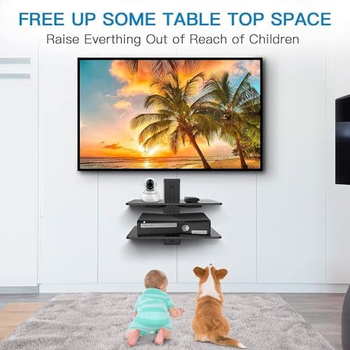 PERLESMITH Floating AV Shelf Double Wall Mount