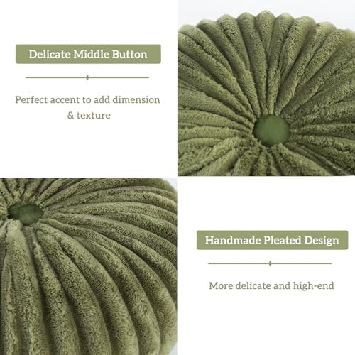 HIG Decorative Round Throw Pillows Set of 2 Velvet Pumpkin Pillows