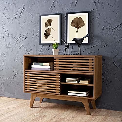 Modway Render Two-Tier TV Stand in Walnut