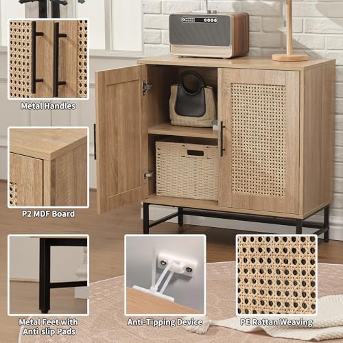 Modern Storage Cabinet with PE Rattan Door