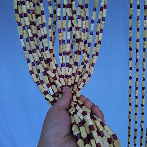 OKUOKA 53 Strands Wood Bead Curtain for Doorways and Room Dividers
