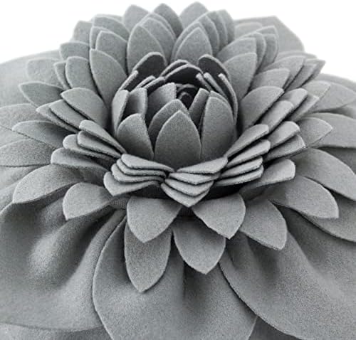 3D Flower Throw Pillow with Insert Gray 14 Inch