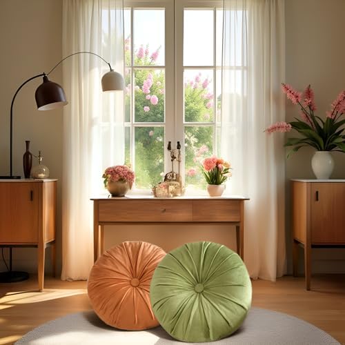 Velvet Round Throw Pillow with Pumpkin Design Dark Coffee 138
