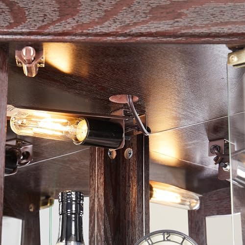Ball Cast Lighted Corner Curio Cabinet with Glass Doors