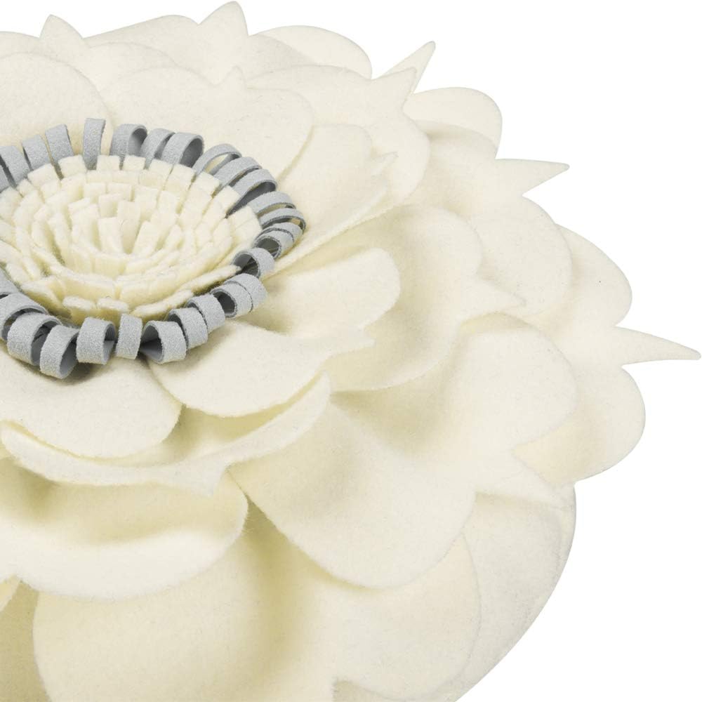 OiseauVoler 3D Flower Throw Pillow 13x13 Inch Handmade White Decor