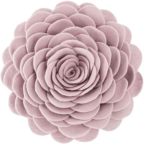 Handmade 3D Rose Throw Pillow 14 Inches Pink