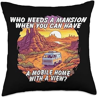 Caravan RV Camper Motorhome Throw Pillow 18x18 Multicolor
