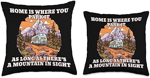Caravan Camper Van RV Throw Pillow 16x16 Multicolor