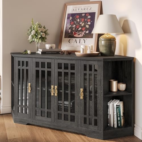IRONCK Corner TV Stand 60 Inch Charcoal Grey