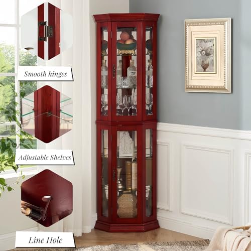 Classic Cherry Display Cabinet with Built-in Lighting