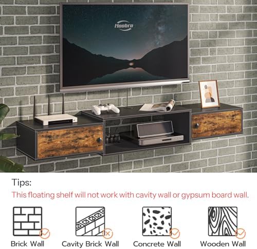 HOOBRO 55 Floating TV Stand with Power Outlets
