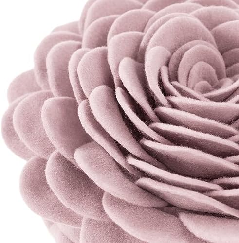 Handmade 3D Rose Throw Pillow 14 Inches Pink