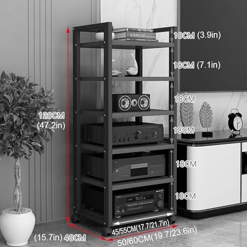 47 Inch 6 Tier Corner Shelf Adjustable Audio Visual Stand
