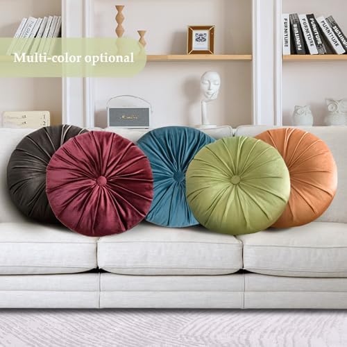 Velvet Round Throw Pillow with Pumpkin Design Dark Coffee 138