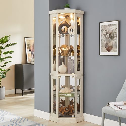 Ball Cast 6984 Lighted Corner Curio Cabinet with Glass Doors