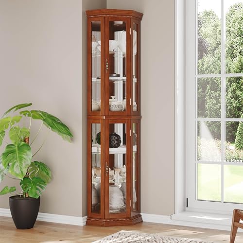 Classic Cherry Display Cabinet with Built-in Lighting