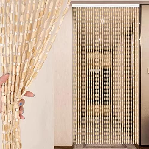Bamboo Bead Curtain with 30 Strands for Doorway and Room Divider