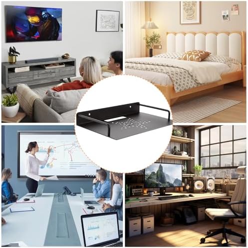 2 Pack Floating Wall Shelves for TV and Media - Black