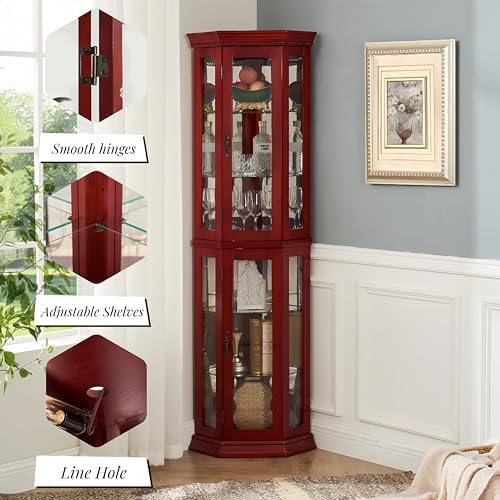 Ball Cast 70 H Lighted Corner Curio Cabinet