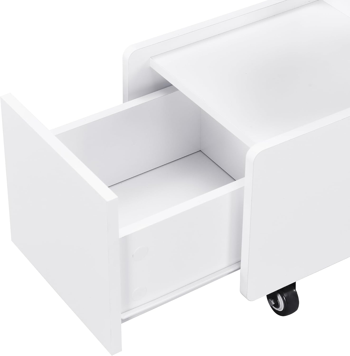 FEMICON Mobile End Table with Lockable Wheels