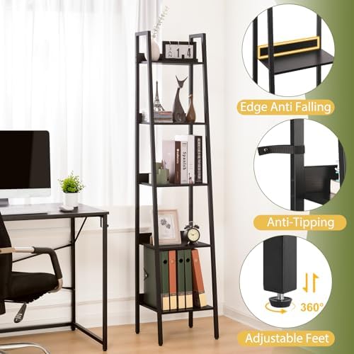 Yoobure 5 Tier Ladder Bookshelf Corner Shelf 1